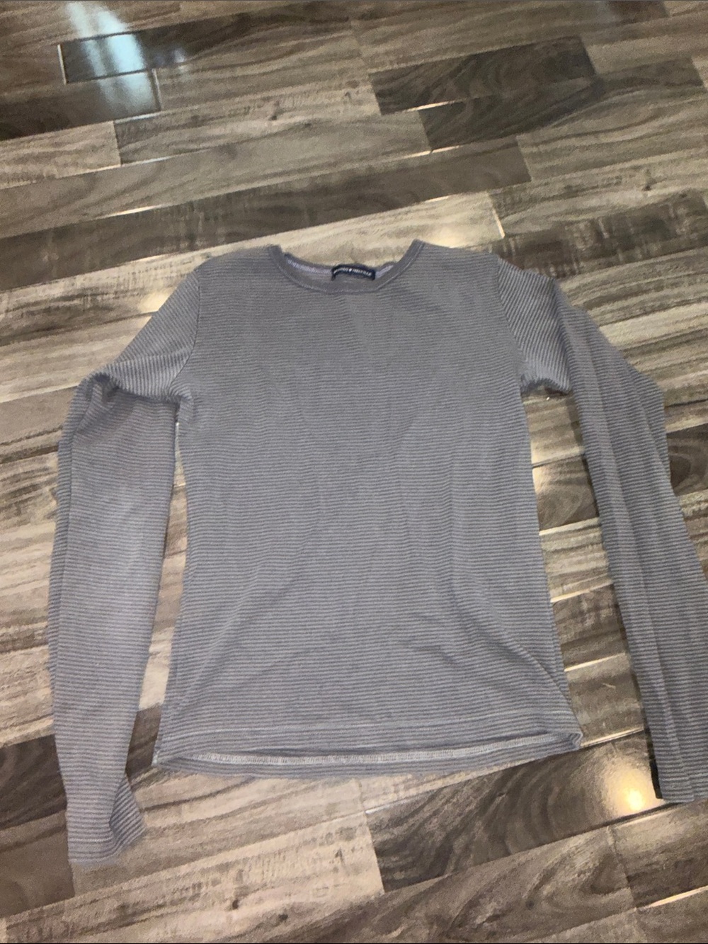 Brandy Melville Men's Long-Sleeve Crewneck Shirt - Light Gray